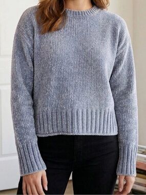 Cynthia Rowley Icy Blue Soft Chunky Chenille Cozy Sweater Size Small